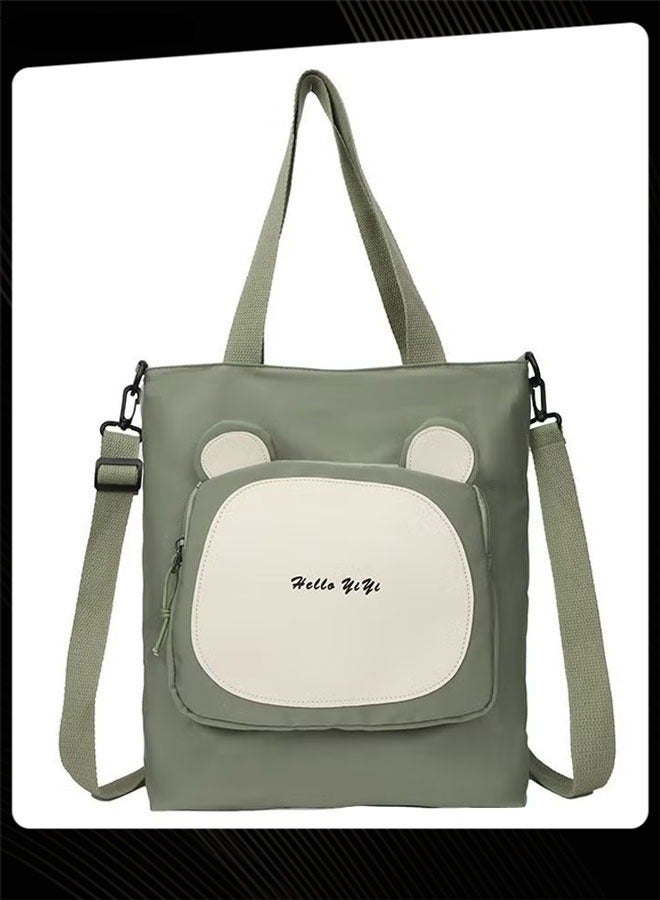 Joychic حقيبة كتف من النايلون بجيب أمامي ومضادة للسرقة ومضادة للماء وحقيبة مدرسية بسحاب للطلاب الابتدائيين والمتوسطين والثانويين باللون الأخضر - Image 3