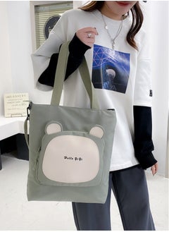Joychic Nylon Cartoon Front Pocket Shoulder Bag Water Resistant Anti-theft Zipper School Tote Bag For Primary Middle High Students Green  - Image 2