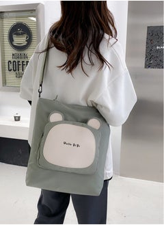 Joychic Nylon Cartoon Front Pocket Shoulder Bag Water Resistant Anti-theft Zipper School Tote Bag For Primary Middle High Students Green  - Image 3