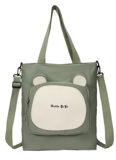 Joychic Nylon Cartoon Front Pocket Shoulder Bag Water Resistant Anti-theft Zipper School Tote Bag For Primary Middle High Students Green  - Image 1