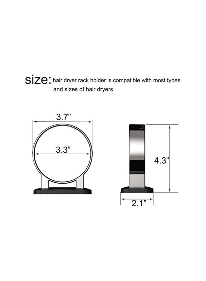 jaexest Hair Dryer Holder, Bathroom Hair Dryer Holder, Hair Care Tools Holder Wall Mount, Styling Tool Organizer for Hair Dryer - Extra Large Rim (Black, L 3.7”×W 2.1”×H 4.3”) - Image 3
