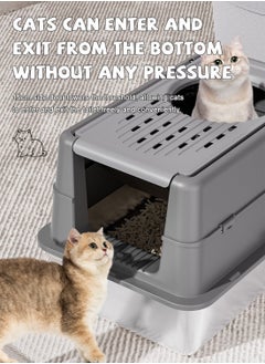 Kidle Stainless Steel Cat Litter Box with Lid Extra Large Enclosed Litter Box Covered High Sided Litter Pan Easy Cleaning  - Image 3