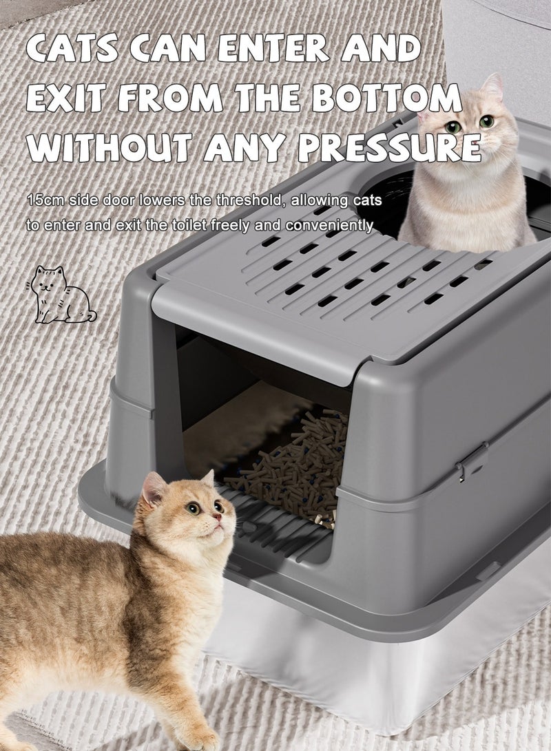 Kidle Stainless Steel Cat Litter Box with Lid Extra Large Enclosed Litter Box Covered High Sided Litter Pan Easy Cleaning  - Image 3