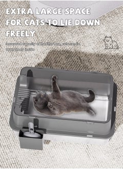 Kidle Stainless Steel Cat Litter Box with Lid Extra Large Enclosed Litter Box Covered High Sided Litter Pan Easy Cleaning  - Image 2