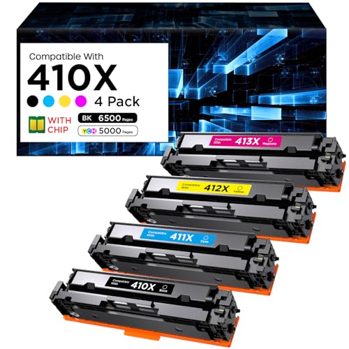 belietop Compatible with 410X Toner Cartridges Replacement for HP 410X 410A CF410X CF411X CF412X CF413X use with Color Laserjet Pro M452dw 452dn 452nw MFP M477fnw M477fdn M477fdw M377dw Printer (BK/C/Y/M) - Image 1