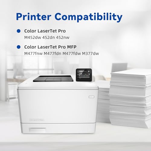 belietop Compatible with 410X Toner Cartridges Replacement for HP 410X 410A CF410X CF411X CF412X CF413X use with Color Laserjet Pro M452dw 452dn 452nw MFP M477fnw M477fdn M477fdw M377dw Printer (BK/C/Y/M) - Image 2