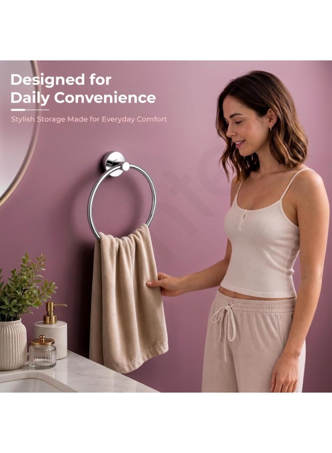 Plantex Stainless Steel Round Napkin Hanger for Bathroom/Towel Holder for Wash Basin/Napkin Holder/Bathroom Accessories - (Chrome) Pack of 1 - Image 3