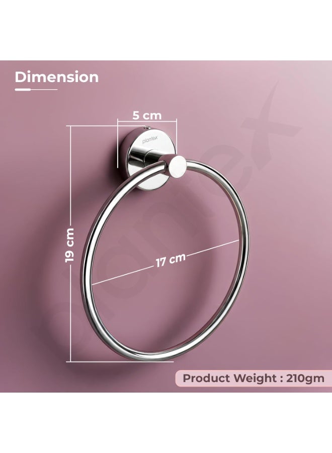Plantex Stainless Steel Round Napkin Hanger for Bathroom/Towel Holder for Wash Basin/Napkin Holder/Bathroom Accessories - (Chrome) Pack of 1 - Image 2