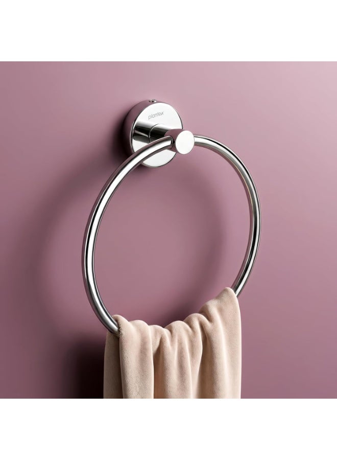 Plantex Stainless Steel Round Napkin Hanger for Bathroom/Towel Holder for Wash Basin/Napkin Holder/Bathroom Accessories - (Chrome) Pack of 1 - Image 1