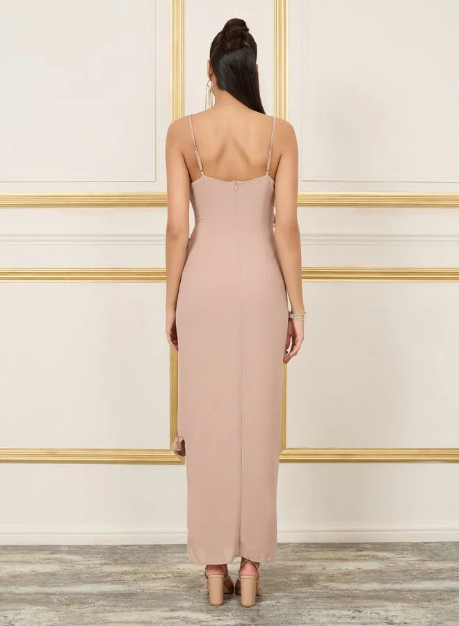 Styli Ruffle Trim Midi Dress