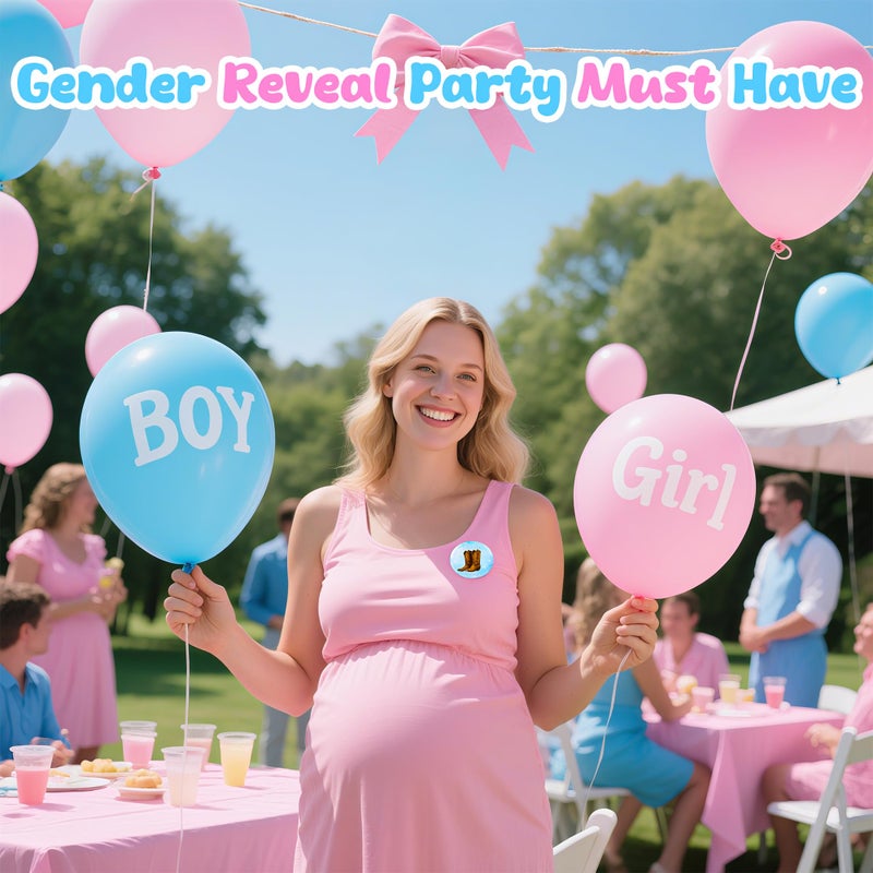 Bafeil 60pcs Boots or Bows Gender Reveal Pins, Boots or Bows Gender Reveal Decorations, Team Boy or Girl Pins, 1.73inch Baby Shower Pin for Guest Party Favors(2 Design) - Image 5