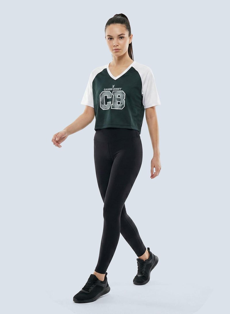 Cardio Bunny Women's Regular Fit Crop Varsity Tee With Raglan Sleeve - Image 3
