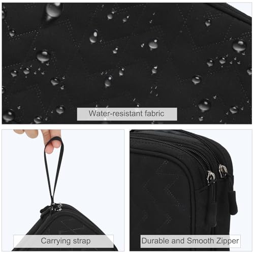 FYY Electronic Organizer, Large Travel Cable Organizer Bag Pouch Electronic Accessories Carry Case Portable Waterproof Double Layers All-in-One Storage Bag for Cable, Cord, Charger, Pattern Black - Image 4