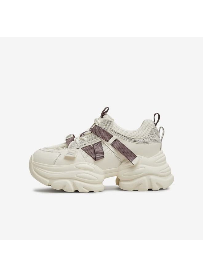 Tata Starry Women Thick Sole Height Increasing Lightweight Casual Dad Sneakers Cy201am5 Beige/purple (single Lining) Size 37 - Image 3
