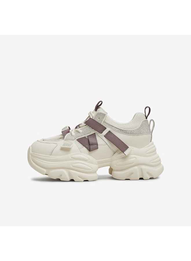 Tata Starry Women Thick Sole Height Increasing Lightweight Casual Dad Sneakers Cy201am5 Beige/purple (single Lining) Size 37 - Image 4