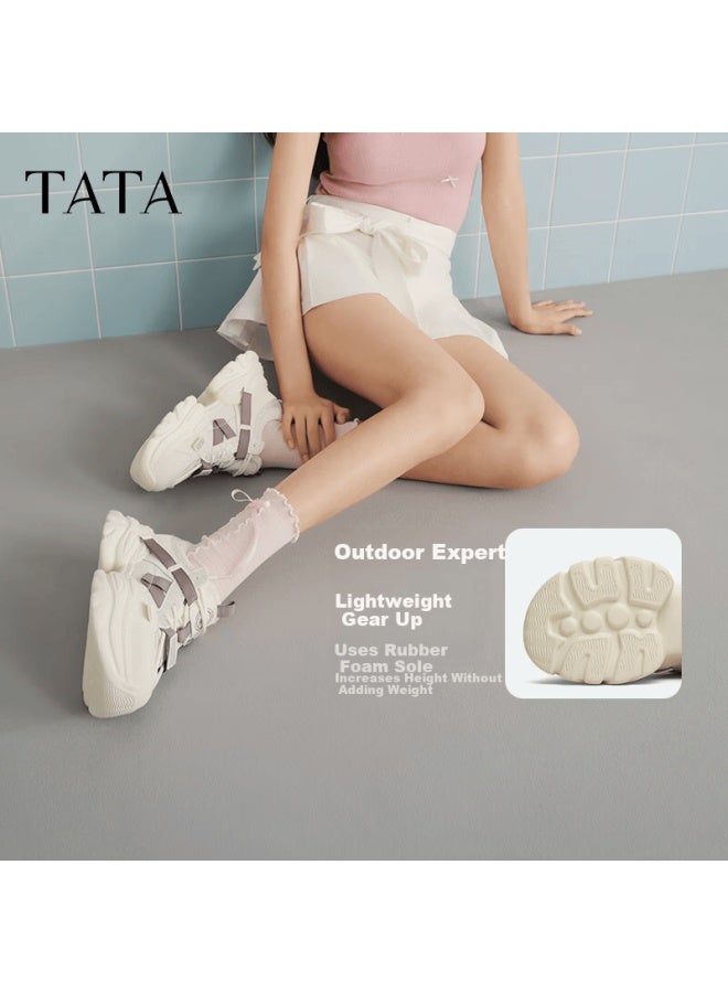 Tata Starry Women Thick Sole Height Increasing Lightweight Casual Dad Sneakers Cy201am5 Beige/purple (single Lining) Size 37 - Image 2