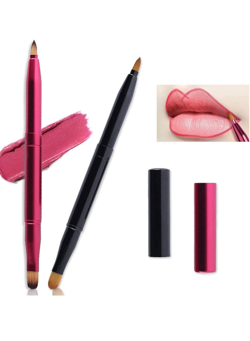 Zikra Lip Brush 2-In-1 Dual End Lipstick with Lid Retractable Lip Travel Eye Make Up Brushes Concealer Eye Shadow Lip tool Lip Contours Makeup Travel and Daily - Image 2