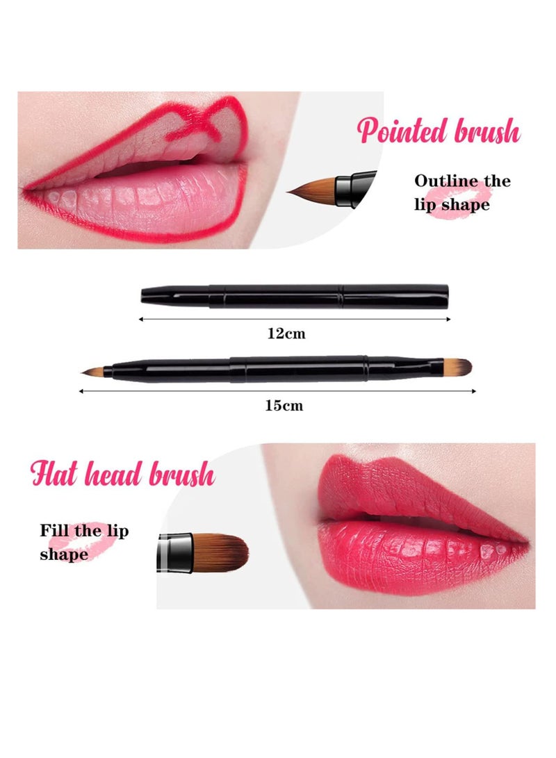 Zikra Lip Brush 2-In-1 Dual End Lipstick with Lid Retractable Lip Travel Eye Make Up Brushes Concealer Eye Shadow Lip tool Lip Contours Makeup Travel and Daily - Image 3