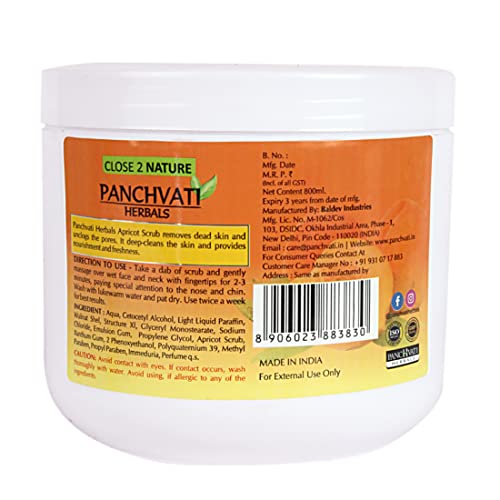 Panchvati Herbals Regular Apricot Scrub for Better Skin Tone & Removing Wrinkles- 800 ml. - Image 3