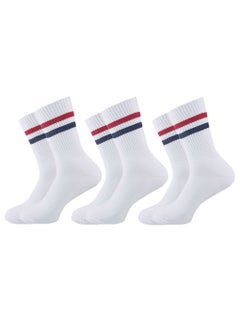 SAM SOCKS Sam socks set of 3 half towel sport sock Men white (red-blue lines stripes)  - Image 1