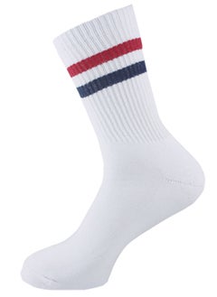 SAM SOCKS Sam socks set of 3 half towel sport sock Men white (red-blue lines stripes)  - Image 2