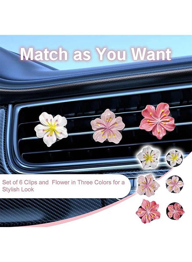 Photon 6 قطع من مشابك معطرات الهواء للسيارات، مشابك تهوية السيارة على شكل زهرة وردية، إكسسوارات داخلية نسائية ذات مظهر جمالي، زخارف لفتحات تكييف السيارة - Image 4
