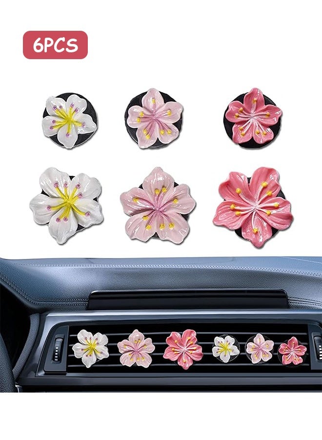 Photon 6 قطع من مشابك معطرات الهواء للسيارات، مشابك تهوية السيارة على شكل زهرة وردية، إكسسوارات داخلية نسائية ذات مظهر جمالي، زخارف لفتحات تكييف السيارة - Image 1