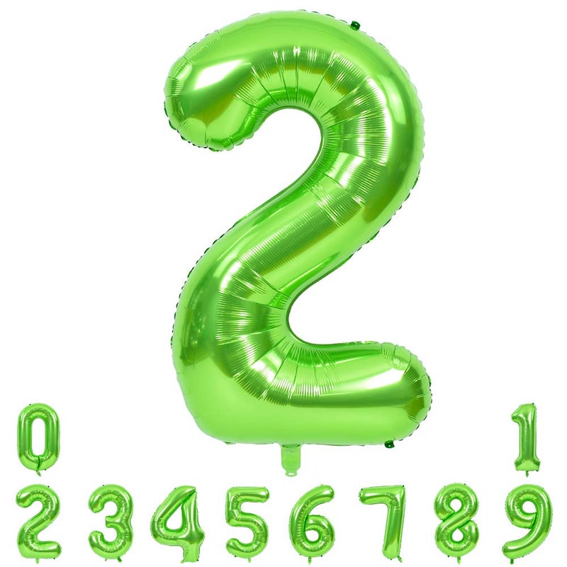 TONIFUL 40 Inch Large Green Numbers Balloons 09 Number 2 Digital 2 Helium Foil Mylar Big Number Balloons for 2026 Graduation New Year Eve Birthday Party Anniversary Supplies Decorations - Image 3