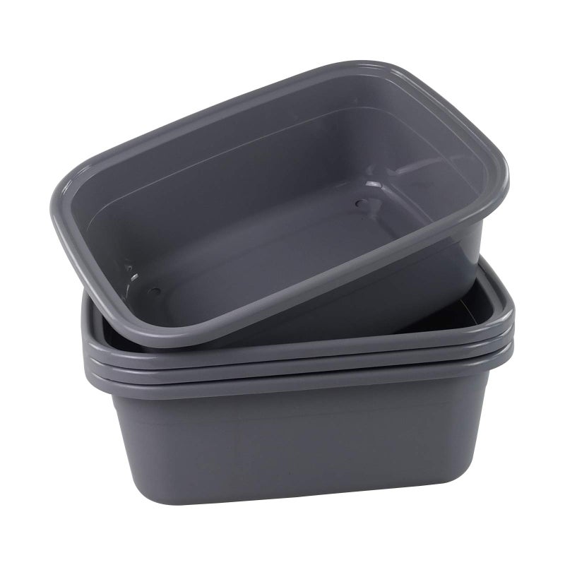 Begale 16 Quart Rectangular Plastic Wash Basins 4Pack Dish Pan Gray