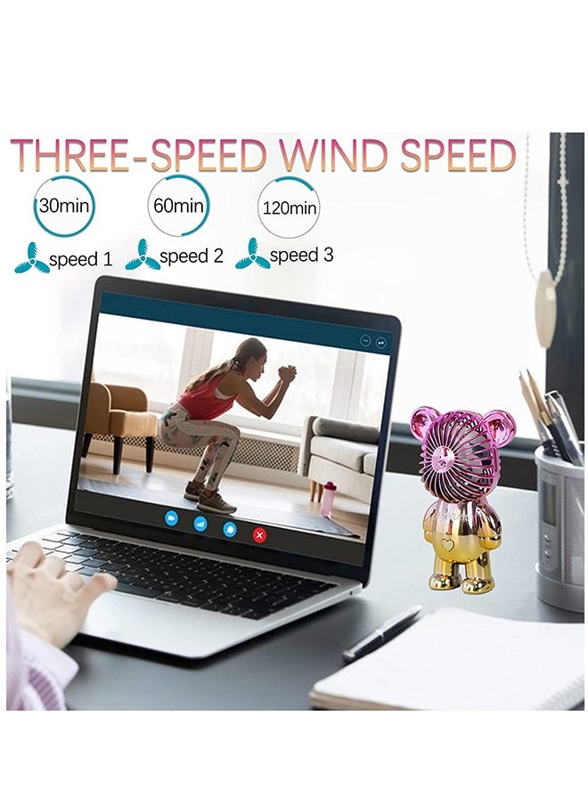 Handheld Mini Hand Held Fan With USB Rechargeable Battery, 3 Speed, Purple) - Image 5