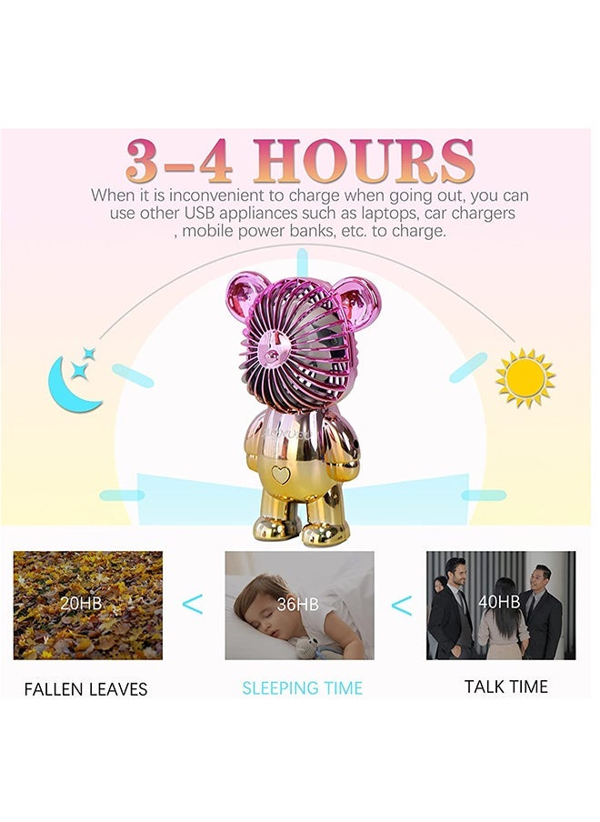 Handheld Mini Hand Held Fan With USB Rechargeable Battery, 3 Speed, Purple) - Image 4