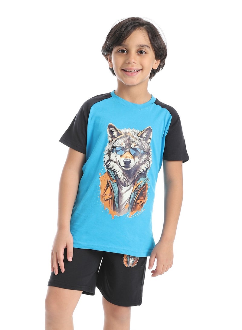 Caesar Boys printed cotton T-Shirt With Short Set  - Image 1