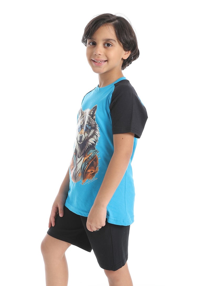Caesar Boys printed cotton T-Shirt With Short Set  - Image 2