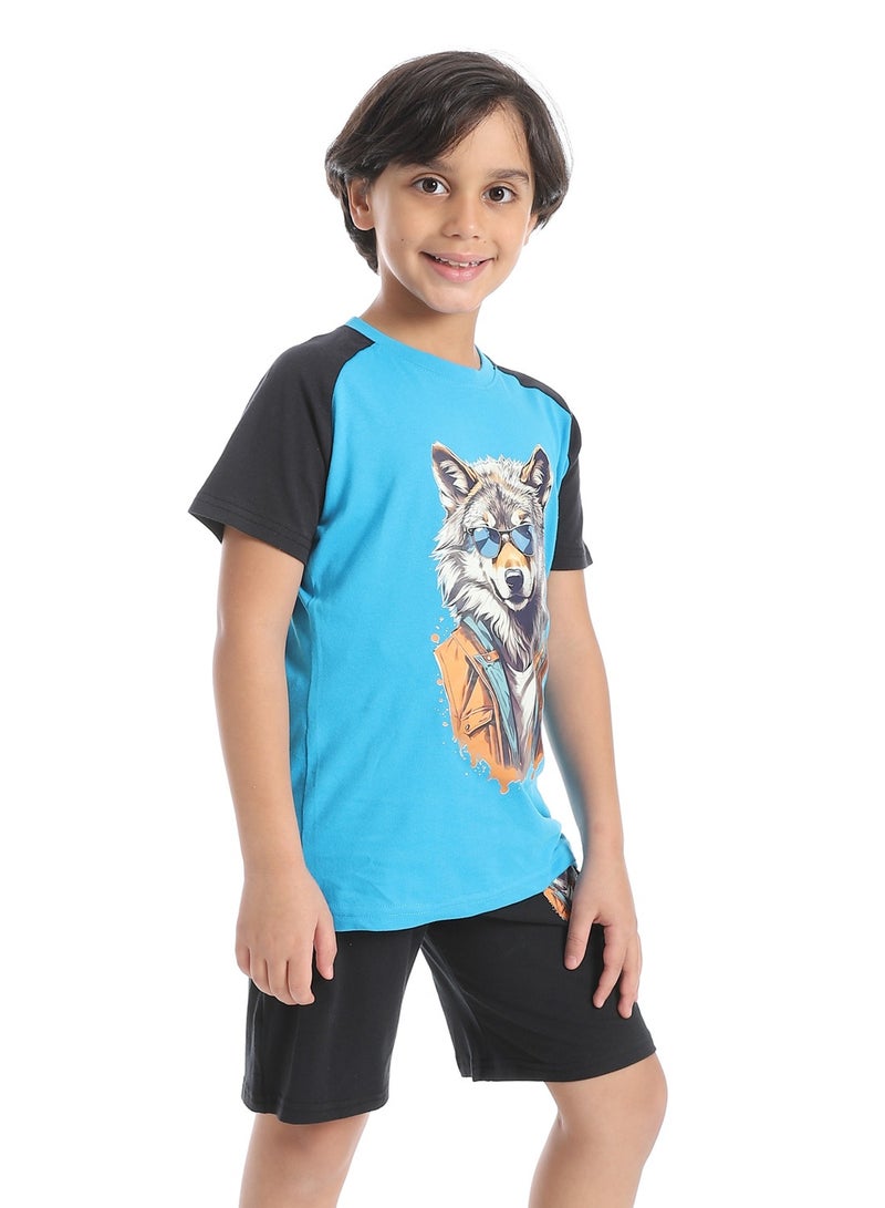 Caesar Boys printed cotton T-Shirt With Short Set  - Image 3