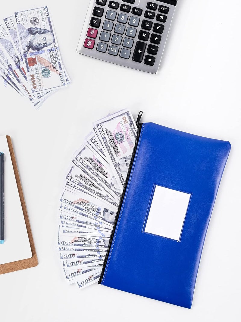 SMARTAKE 10-Pack Bank Deposit Money Bags with Zipper, Leather Bags Wallet Pouches with Label, Makeup Bags, for Cash, Coins, Cosmetics, Invoice, Bills, Tools, 11.5 x 6.2 Inches (Blue) - Image 5