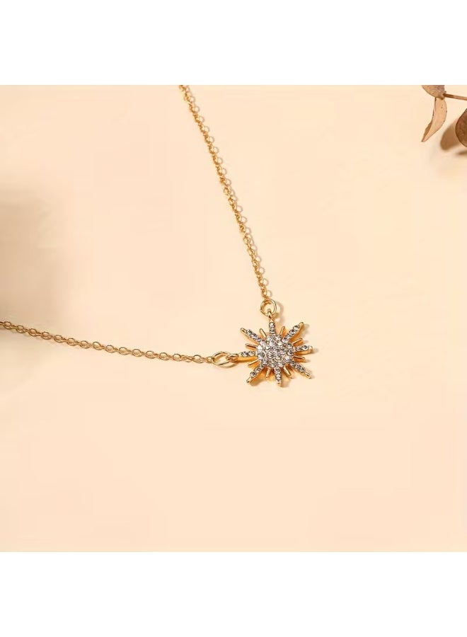 Goolsky Elegant Golden Sun Goddess Pendant Necklace - Copper Alloy with Artificial Crystal, Perfect for Daily Wear, Vacation, and Special Occasions, Vacation Jewelry|Elegant Necklace|Alloy Jewelry - Image 4