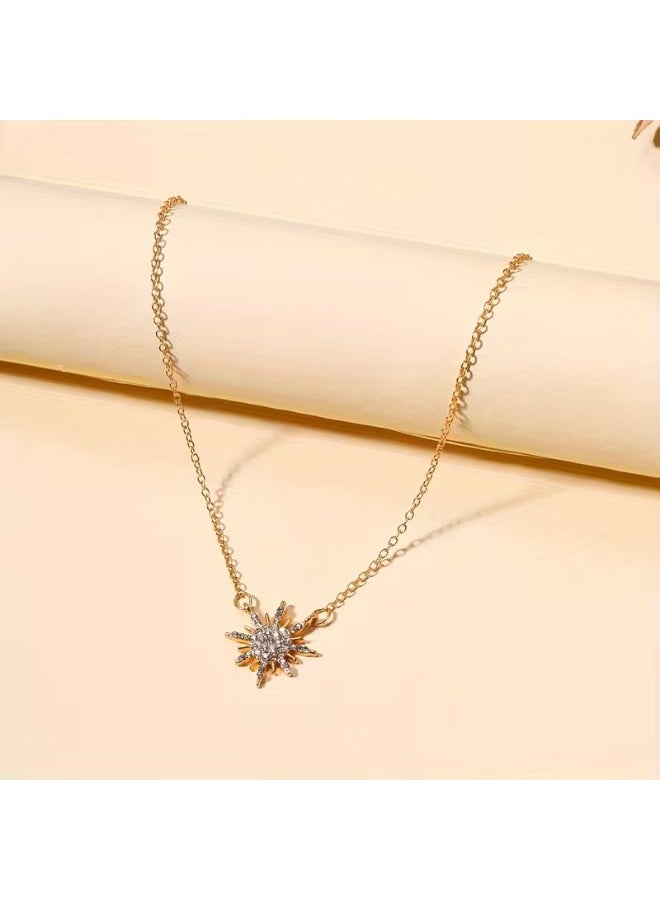 Goolsky Elegant Golden Sun Goddess Pendant Necklace - Copper Alloy with Artificial Crystal, Perfect for Daily Wear, Vacation, and Special Occasions, Vacation Jewelry|Elegant Necklace|Alloy Jewelry - Image 2