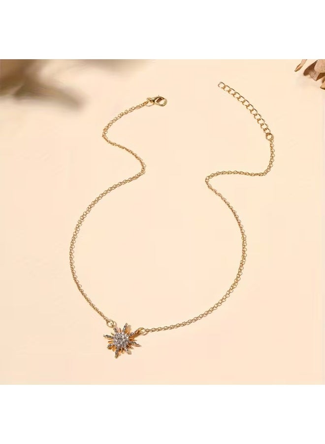 Goolsky Elegant Golden Sun Goddess Pendant Necklace - Copper Alloy with Artificial Crystal, Perfect for Daily Wear, Vacation, and Special Occasions, Vacation Jewelry|Elegant Necklace|Alloy Jewelry - Image 3