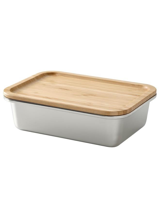 Green Tiger Food container with lid, rectangular stainless steel/bamboo, 1.0 l - Image 1
