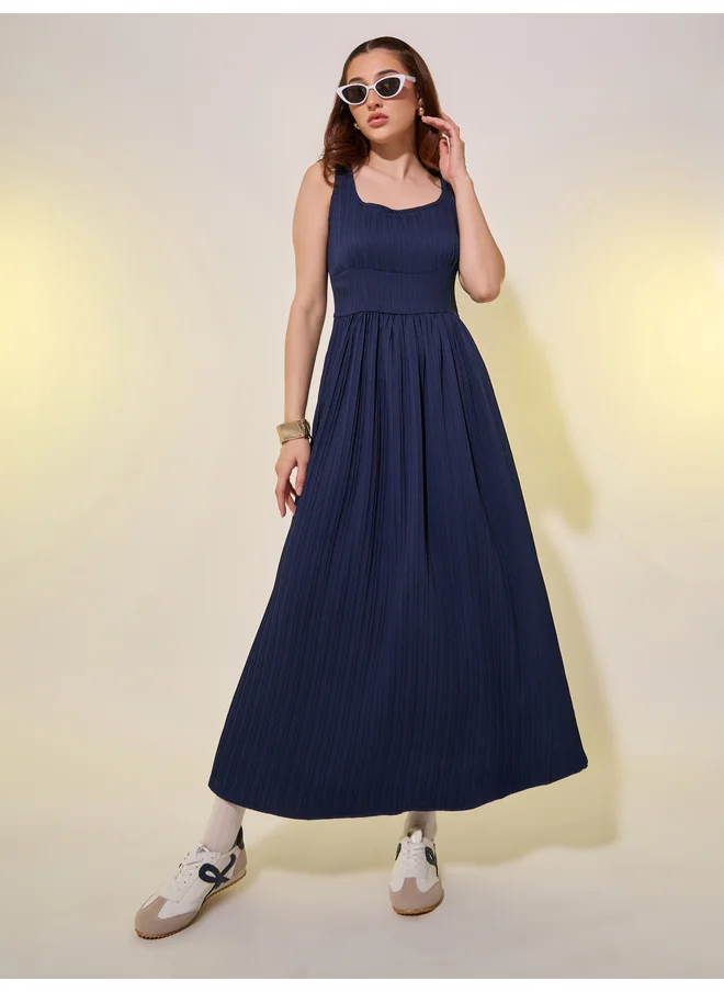 Take Two Take Two Textured Sleeveless A-Line Midi Dress