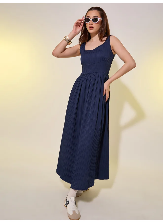 Take Two Take Two Textured Sleeveless A-Line Midi Dress