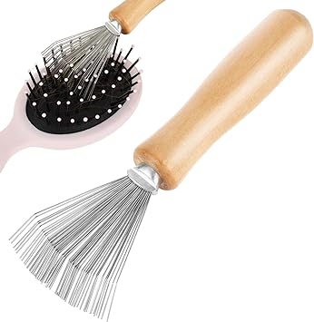 Andibro Hair Brush Cleaner Tool Comb Cleaning Brush Rake Design Brush Cleaner Wooden Handle Hair Remover Mini Hair Instrument for Removing Hairs Dust Dirt Lint Home Salon - Image 1