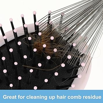 Andibro Hair Brush Cleaner Tool Comb Cleaning Brush Rake Design Brush Cleaner Wooden Handle Hair Remover Mini Hair Instrument for Removing Hairs Dust Dirt Lint Home Salon - Image 4
