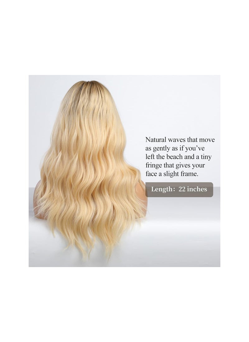 Long Wave Blonde Wigs With Bangs,Ombre Blonde Curly Wigs for Women Heat Resistant Synthetic Wigs - pzsku/Z202EA84F4474383FD407Z/45/_/1721130567/bffc3821-2e60-4d9e-a4e0-b84027b9805c