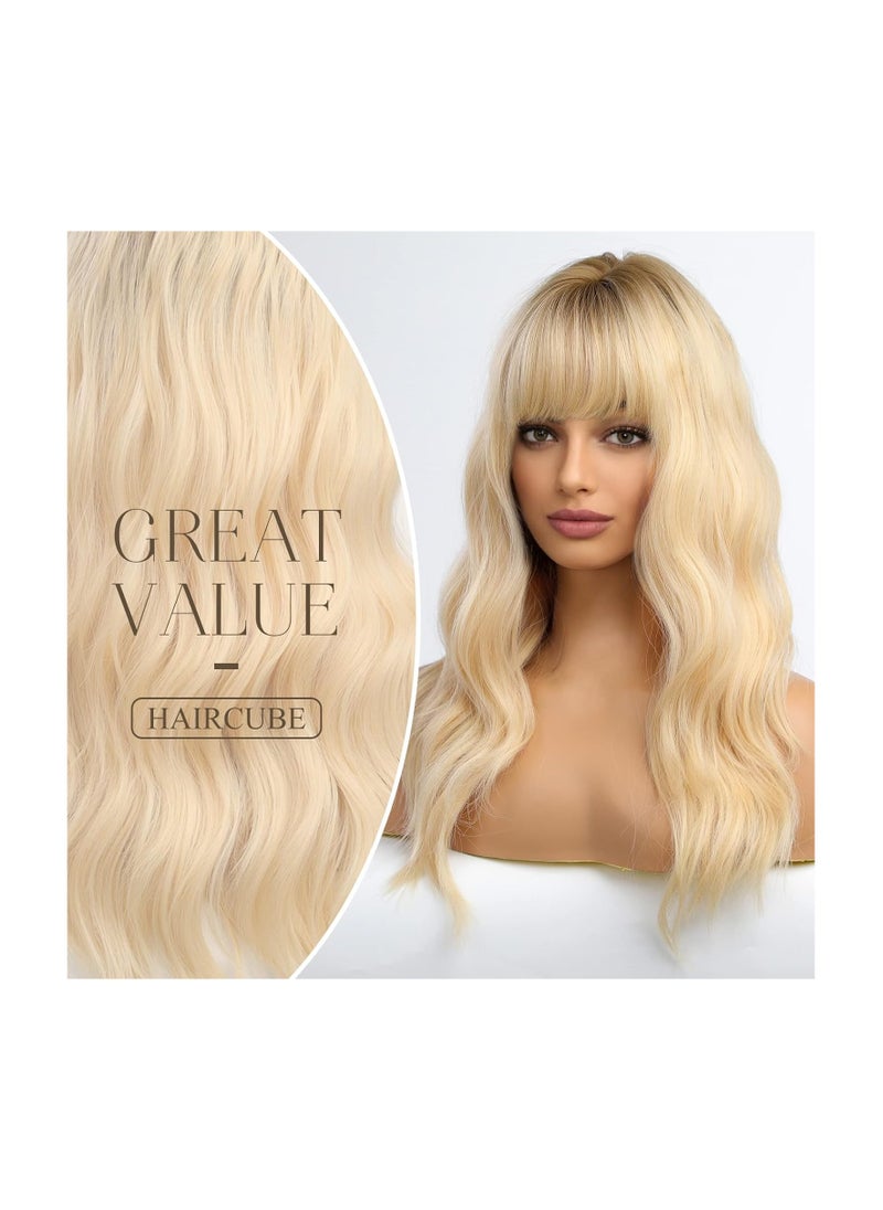 Long Wave Blonde Wigs With Bangs,Ombre Blonde Curly Wigs for Women Heat Resistant Synthetic Wigs - pzsku/Z202EA84F4474383FD407Z/45/_/1721131035/d7b1a818-fc43-40ff-af6d-a7e8ff5cc18c