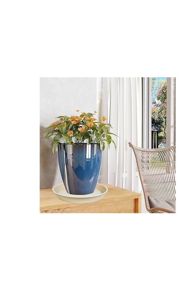 , Planter Pot, Planter Tray Saucer Pots, Planter Tray, Plant Saucers, Plastic Plant Saucers, Shallow Trays Flower Pot for Indoor and Outdoor Plants Beige (20, 20cm) - Image 2