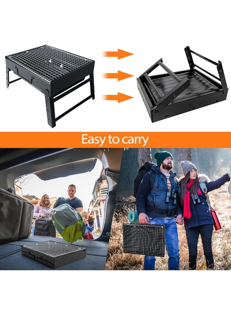 بريميم شواية فحم محمولة سوداء قابلة للطي للاستخدام الخارجي، مثالية للنزهات والحدائق والتخييم والسفر، أبعادها 43 × 28 × 5 سم - Image 4
