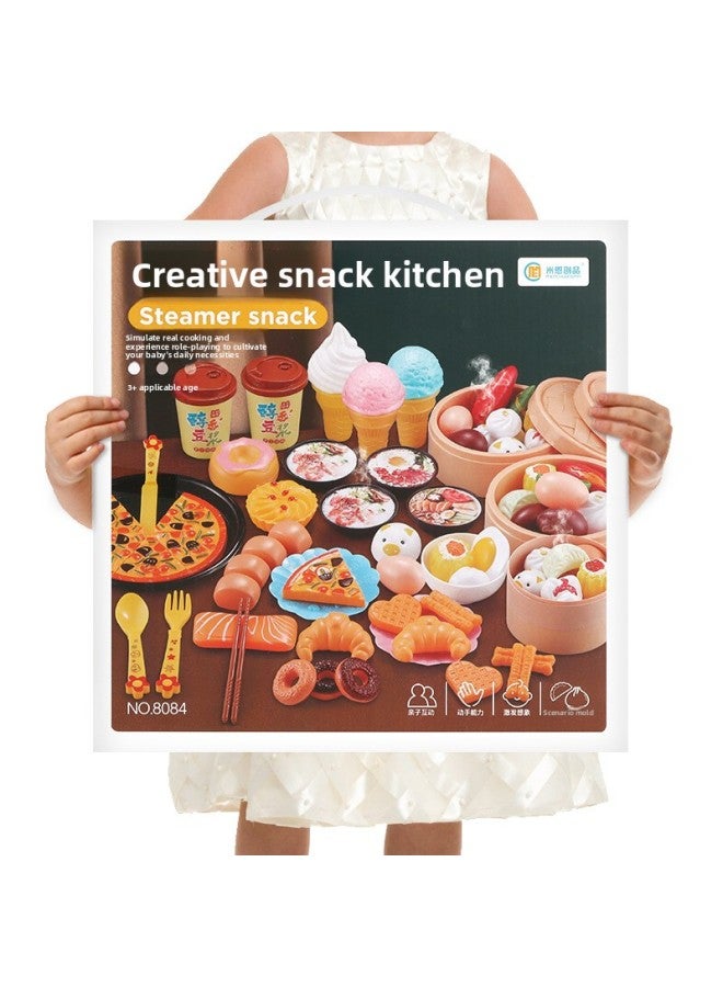 84-piece Tableware Snack Set Children's Play Hamburger Snack Gourmet Cooking Kitchen Toy Sweet-Color:8084 Deluxe 84 Set E-Commerce - Image 2