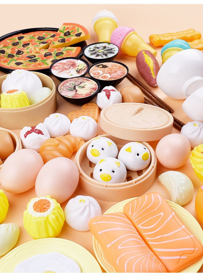 84-piece Tableware Snack Set Children's Play Hamburger Snack Gourmet Cooking Kitchen Toy Sweet-Color:8084 Deluxe 84 Set E-Commerce - Image 4