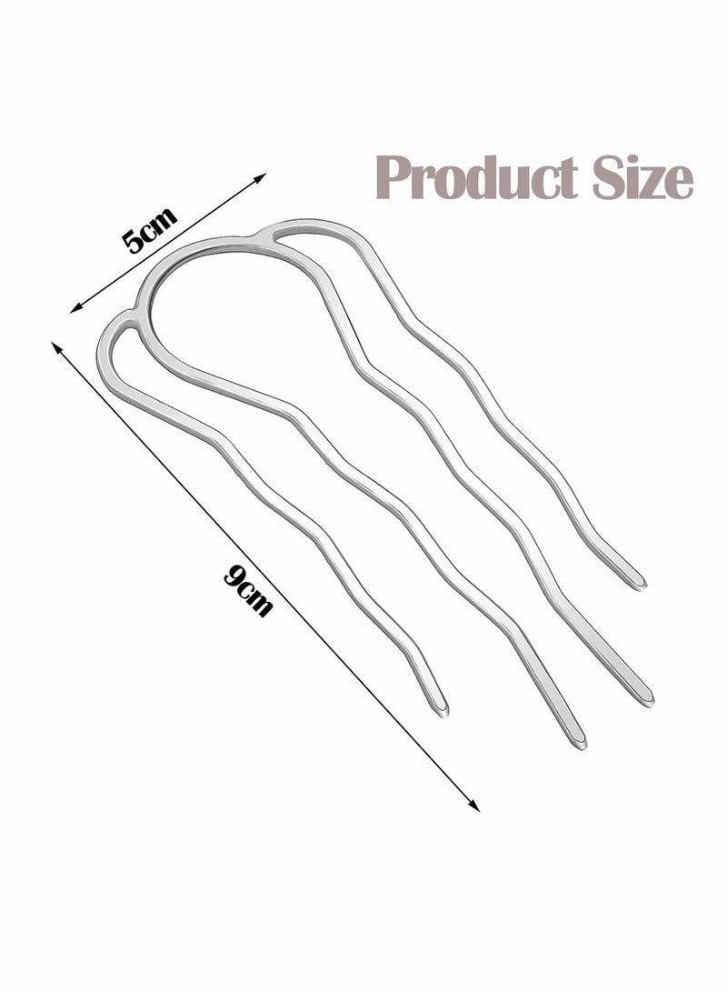 كاست ويف مشبك شعر بسيط من 6 قطع معدني بأربعة رؤوس، دبابيس شعر على شكل كعكة، مشابك شعر من سبائك معدنية، مشابك شعر كبيرة الحجم للنساء، ملحقات أدوات تصفيف الشعر (ذهبي، فضي) - Image 3